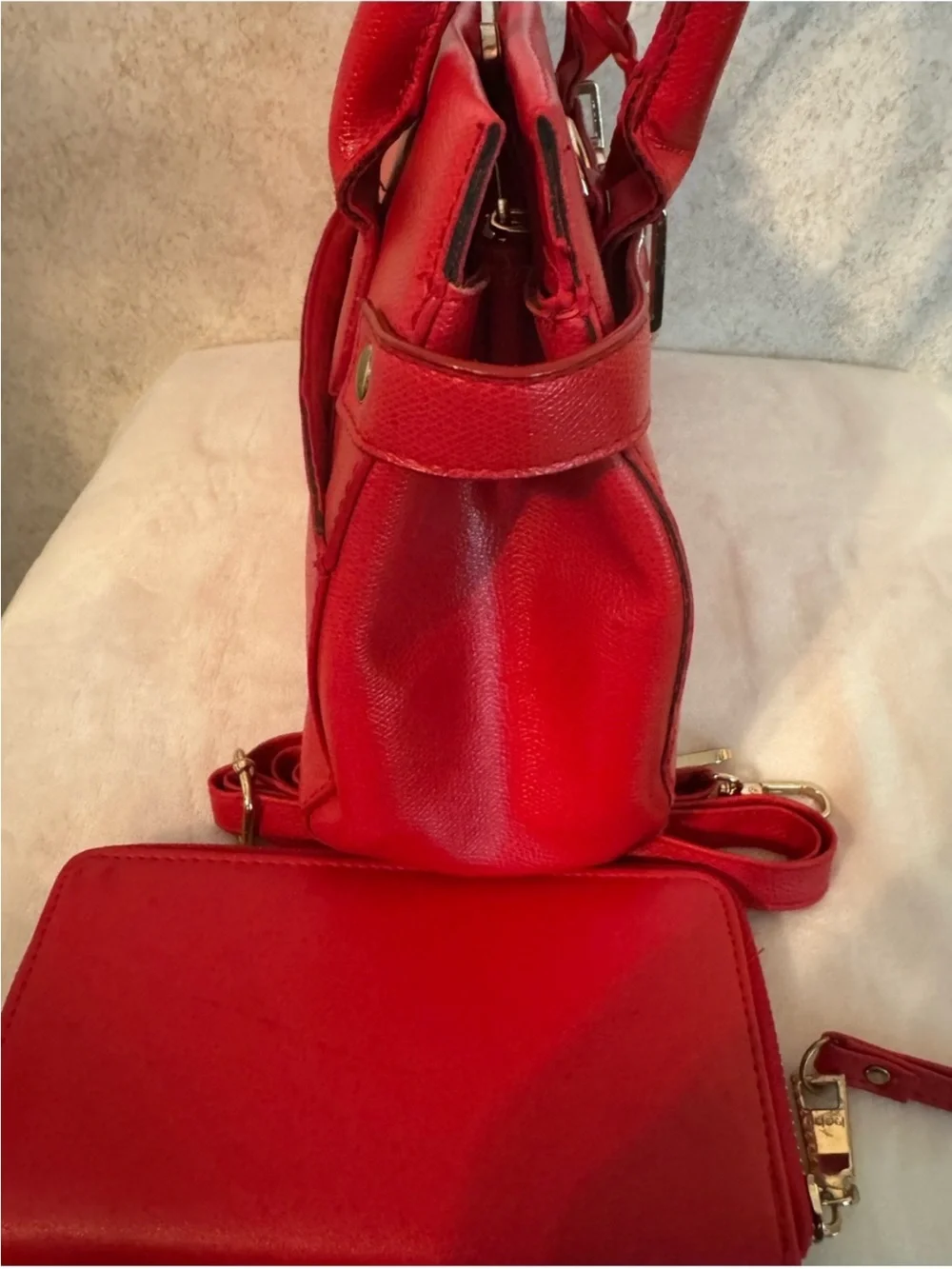 Bebe Evie Satchel Bag w matching wallet/wristlet